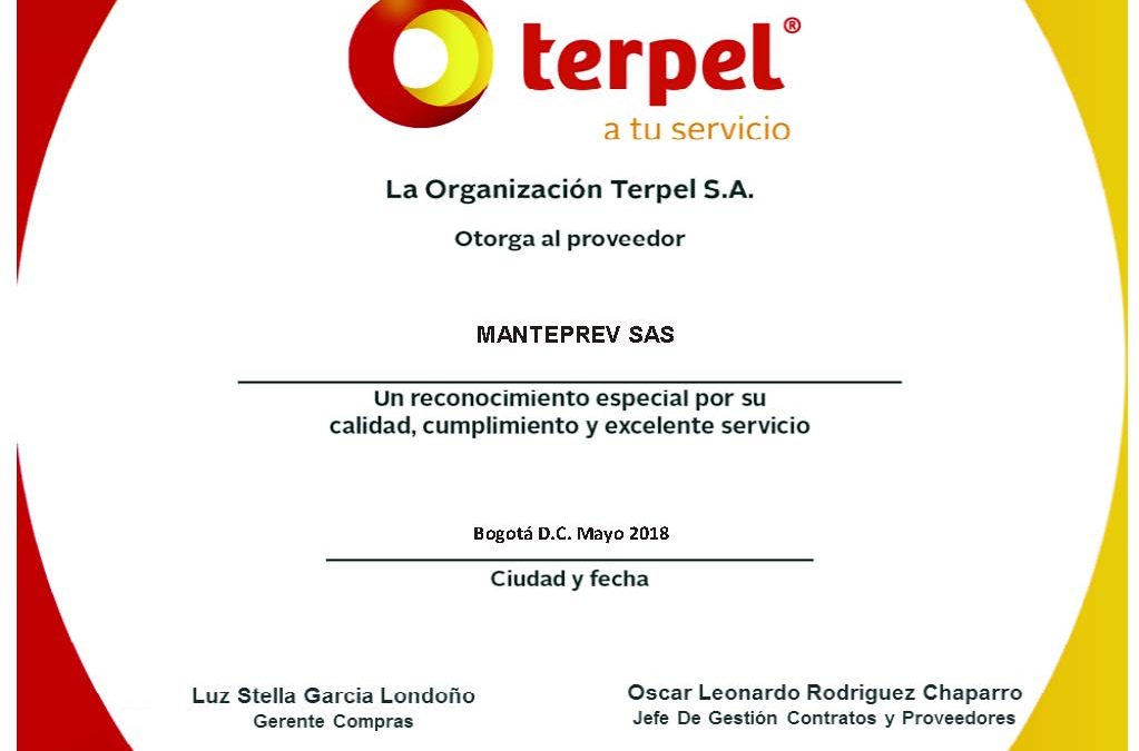 Reconocimiento a Manteprev SAS de TERPEL S.A.